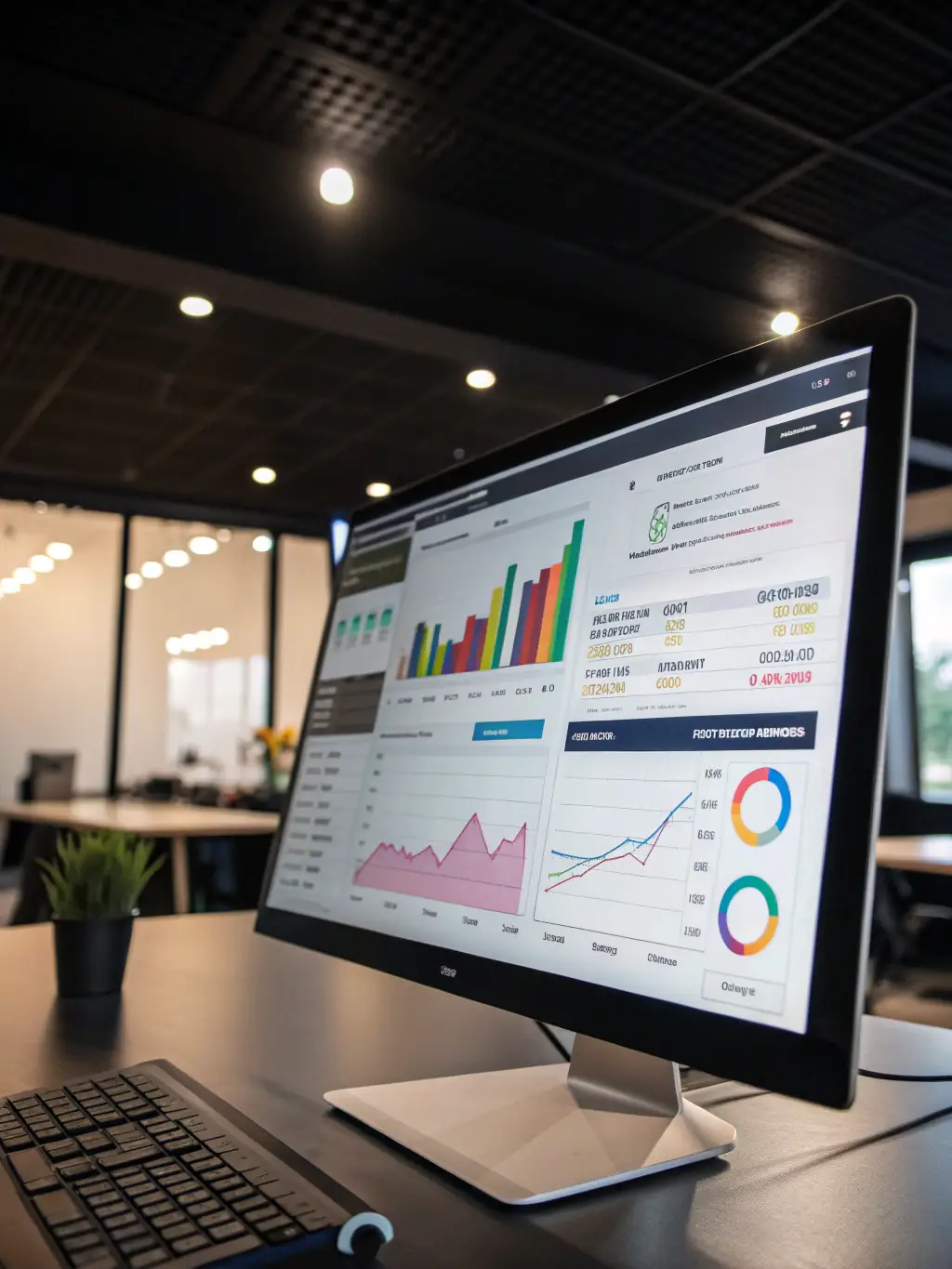 A close-up shot of a computer screen displaying a detailed lead generation report, showcasing positive trends and key metrics, in the context of Metricpath's lead generation services.