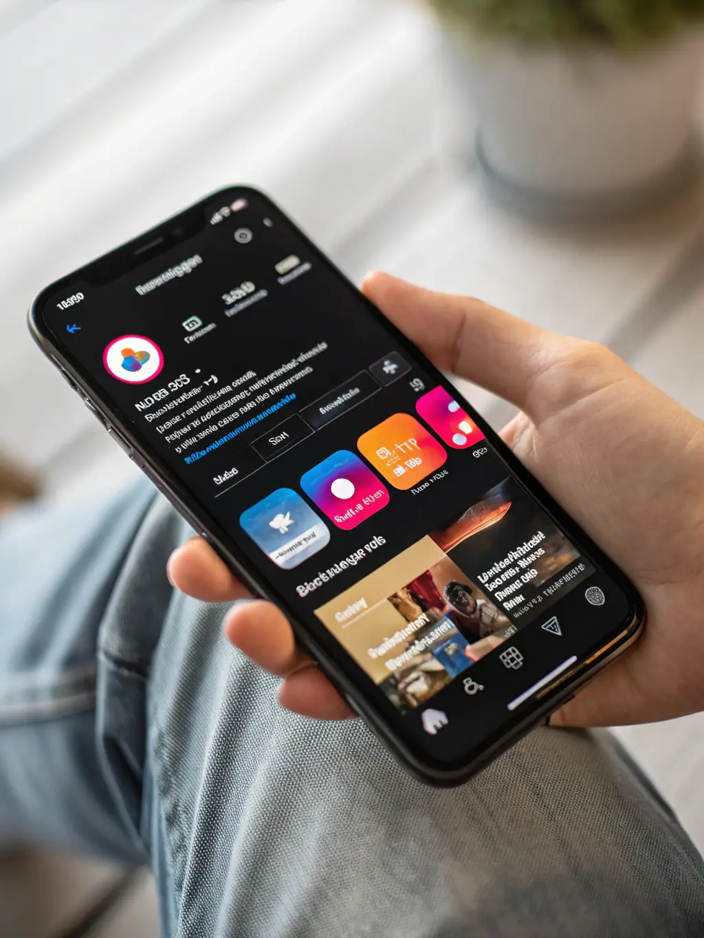 An image of the Instagram app interface on a mobile phone, highlighting sponsored posts and engagement metrics, to represent Instagram marketing services.