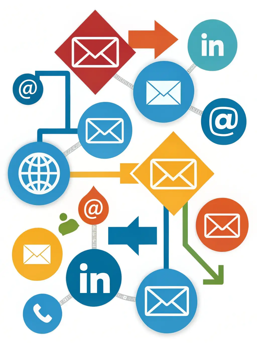 A professional-looking infographic illustrating a multi-channel marketing strategy, showcasing the integration of various marketing channels for optimal results, representing Metricpath's comprehensive approach.